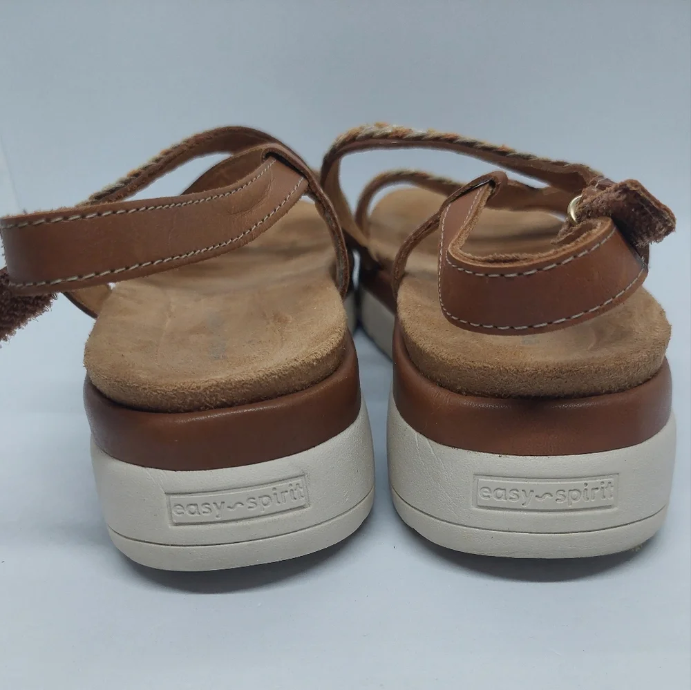 Easy Spirit Ivani Braided Slingback Sandals Brown Casual Women's Size 7M